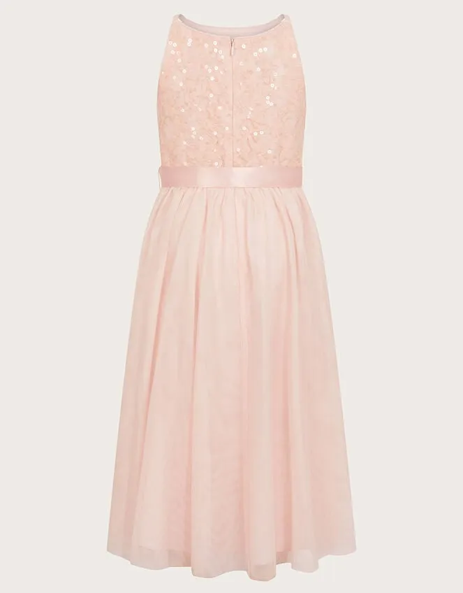Children Lacey Sequin Truth Dress Pink Monsoon Dresses