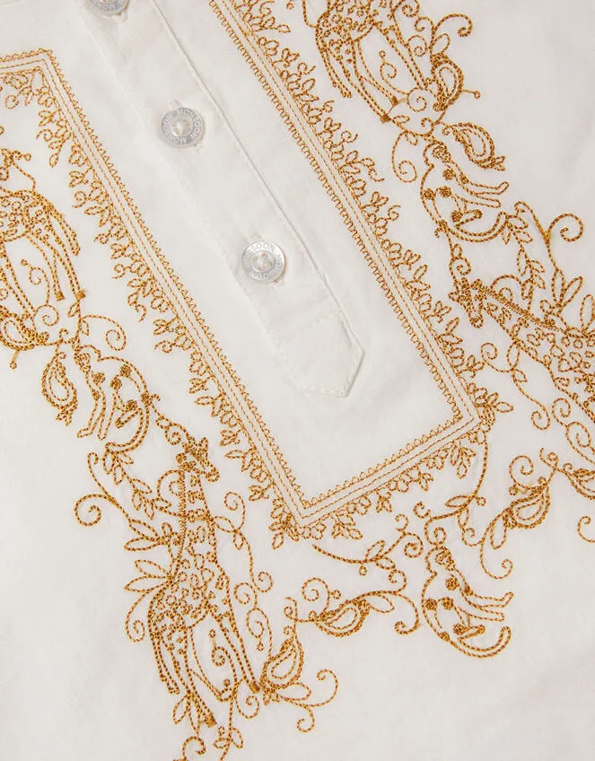 Children Longline Embroidered Kurta Ivory Monsoon Tops and TShirts