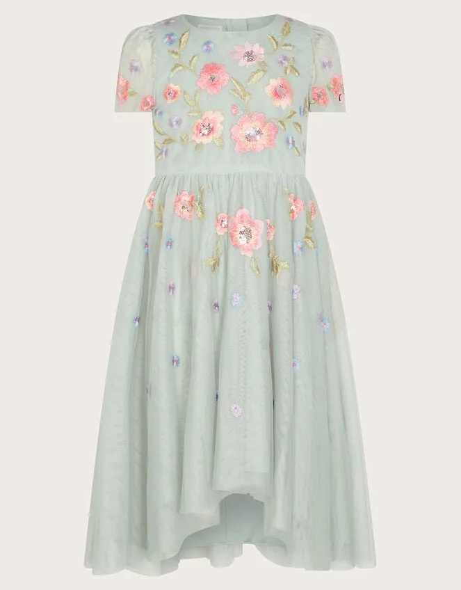 Children Luna Embroidered Dress Green Monsoon Dresses