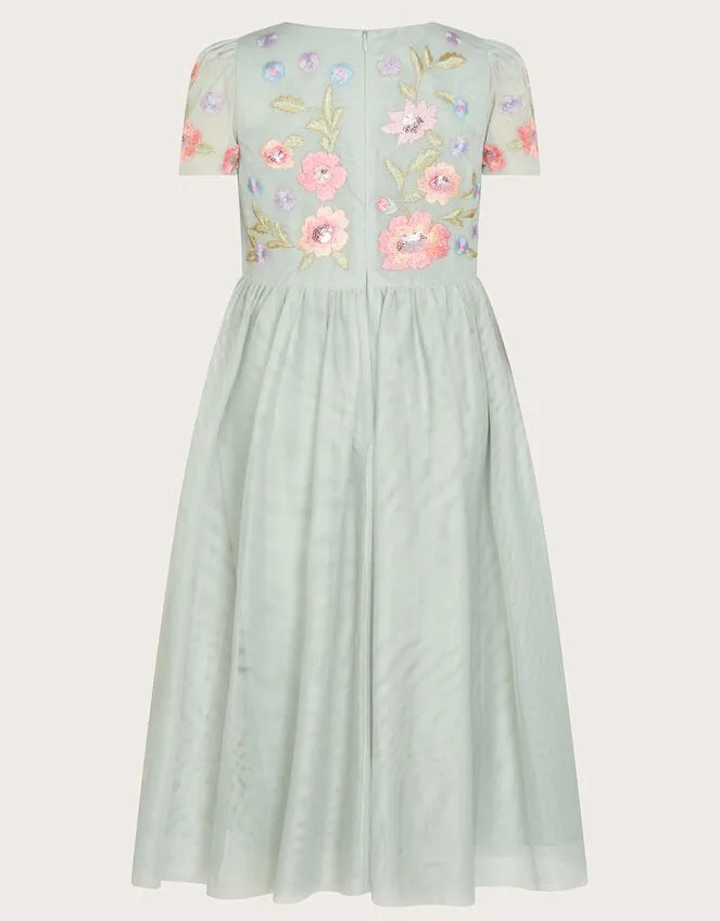 Children Luna Embroidered Dress Green Monsoon Dresses