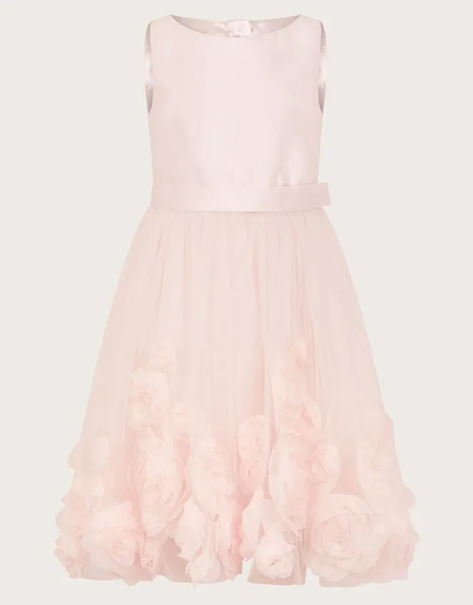 Children Misty 3d Roses Detachable Belt Dress Pink Monsoon Dresses