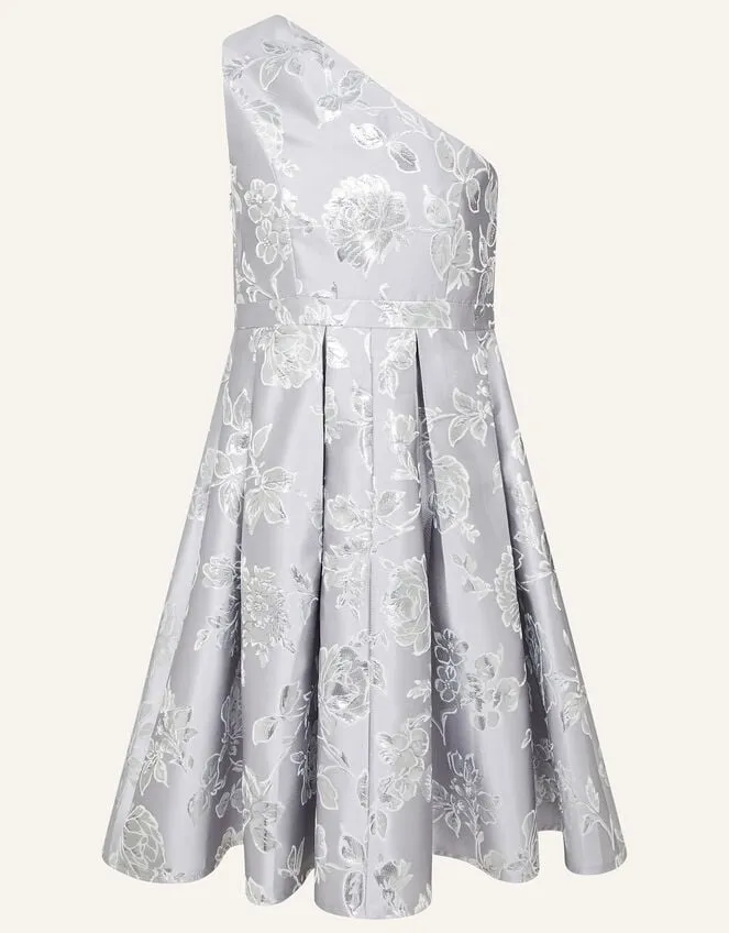 Children OneShoulder Floral Jacquard Prom Dress Silver Monsoon Dresses