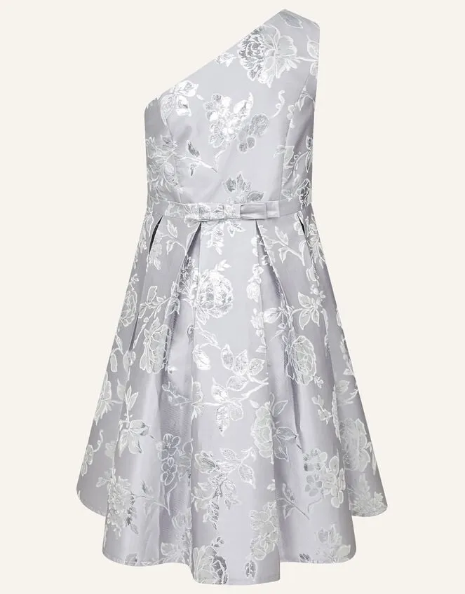 Children OneShoulder Floral Jacquard Prom Dress Silver Monsoon Dresses