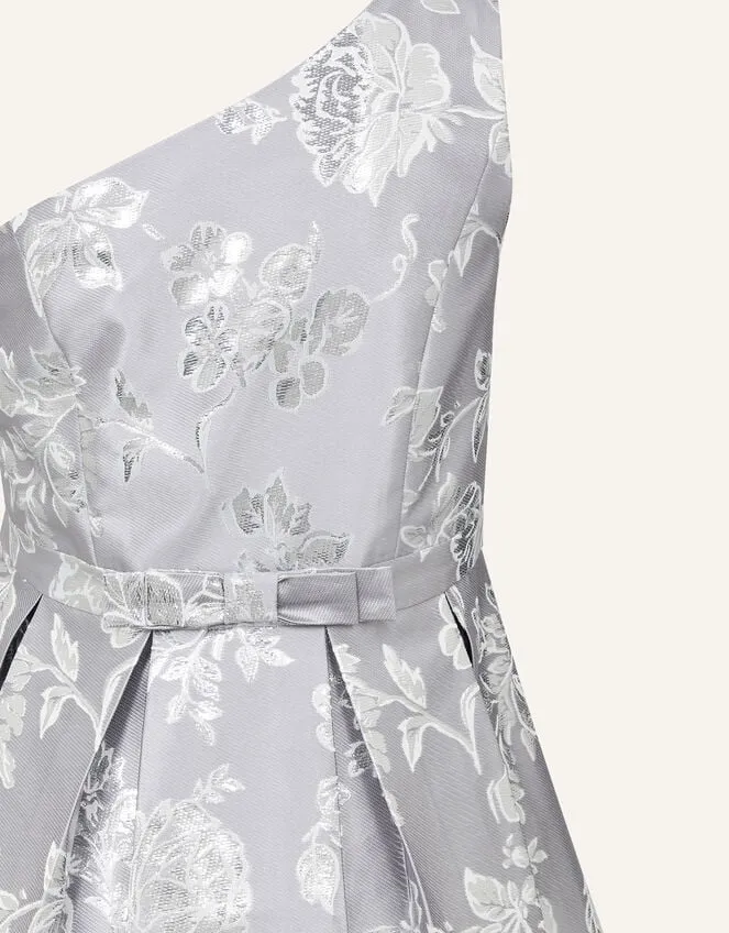 Children OneShoulder Floral Jacquard Prom Dress Silver Monsoon Dresses