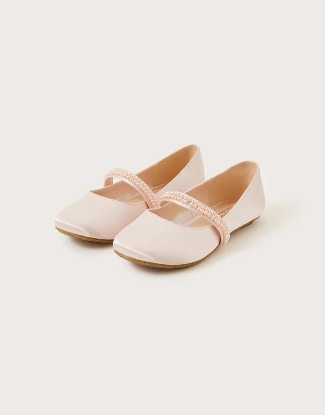 Children Pearl Ballerina Flats Pink Monsoon Partywear