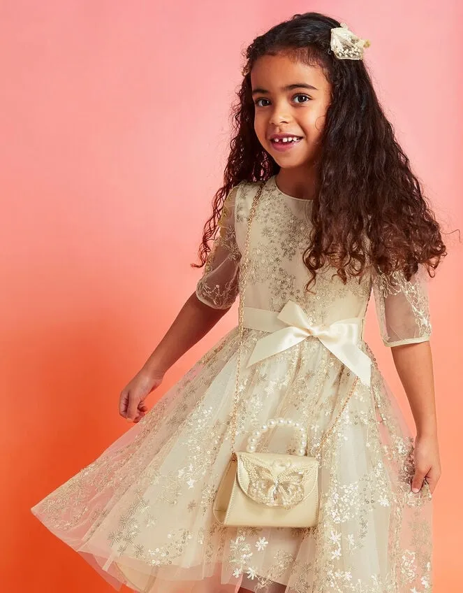 Children Skye Sequin Embellished Tunic Dress Gold Monsoon Dresses