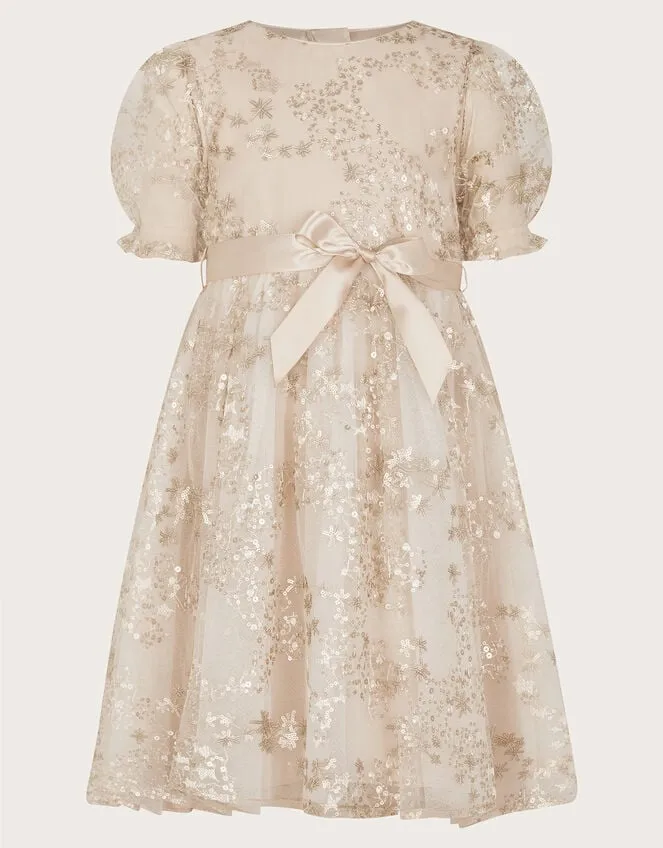 Children Skye Sequin Embellished Tunic Dress Gold Monsoon Dresses