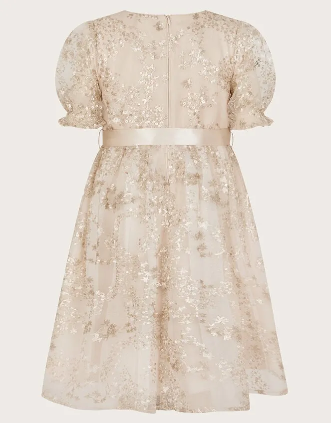 Children Skye Sequin Embellished Tunic Dress Gold Monsoon Dresses