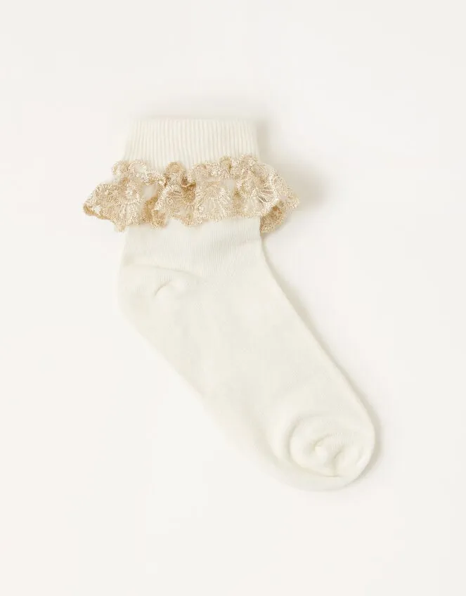 Children Sparkle Lace Socks Ivory Monsoon Girls039 Tights and Socks
