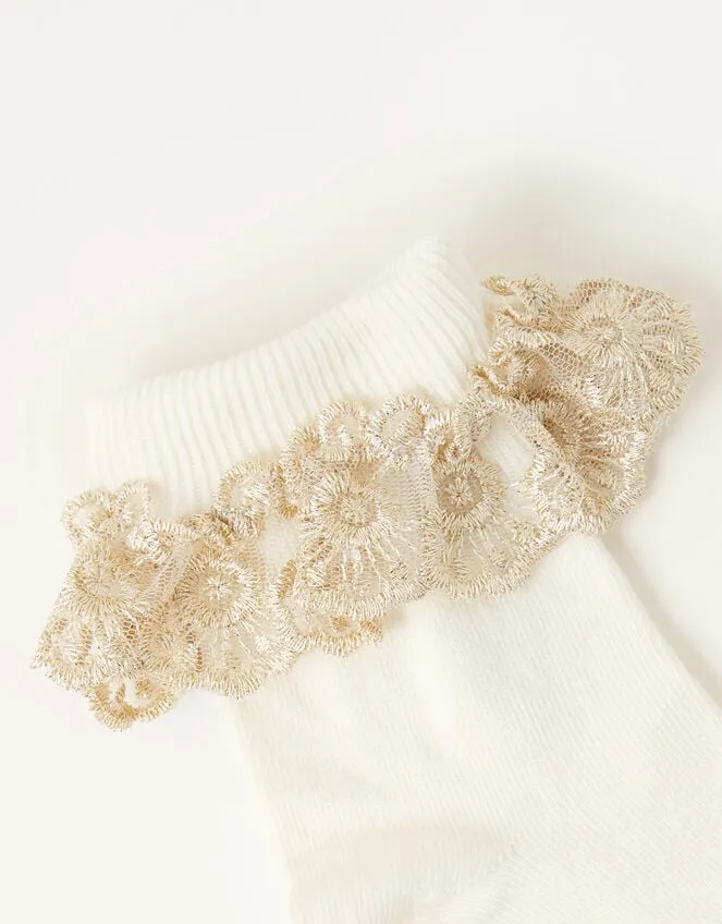 Children Sparkle Lace Socks Ivory Monsoon Girls039 Tights and Socks