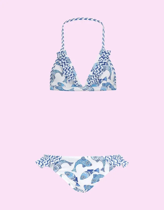 Children Sunuva Batik Print Bikini Set Blue Monsoon Beachwear and Swimwear