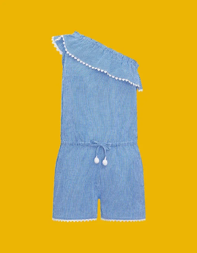 Children Sunuva Gingham Playsuit Blue Monsoon Beachwear and Swimwear
