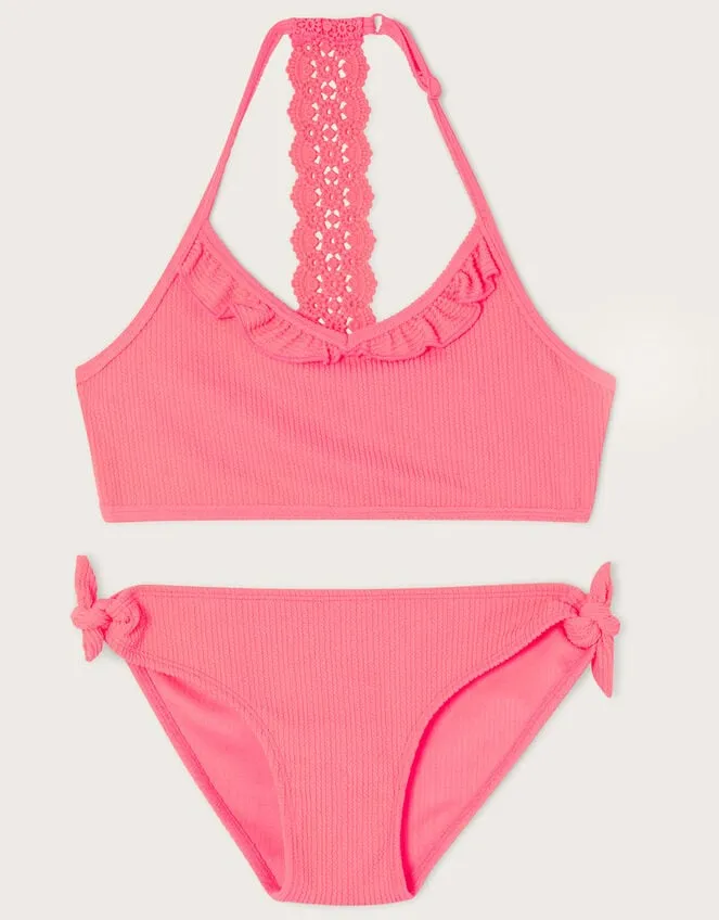 Children Texture Crochet Bikini Set Orange Monsoon Beachwear and Swimwear