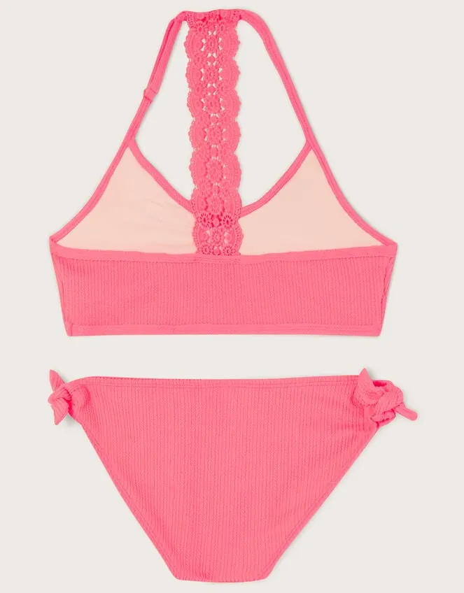 Children Texture Crochet Bikini Set Orange Monsoon Beachwear and Swimwear