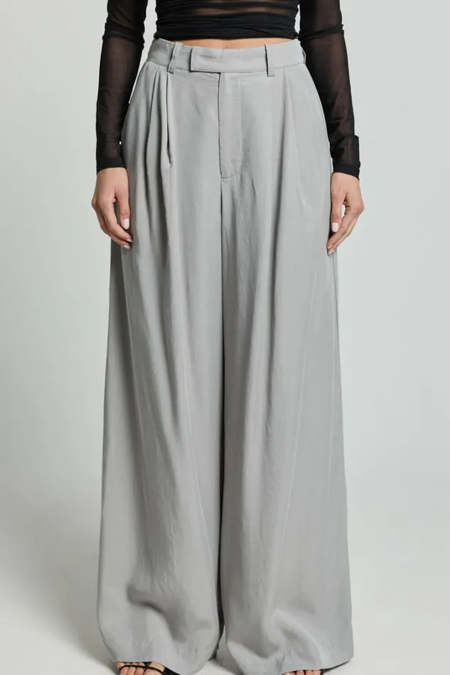 Clarke Pants 8211 High Waist Wide Leg Pants In Grey Women Showpo Conscious