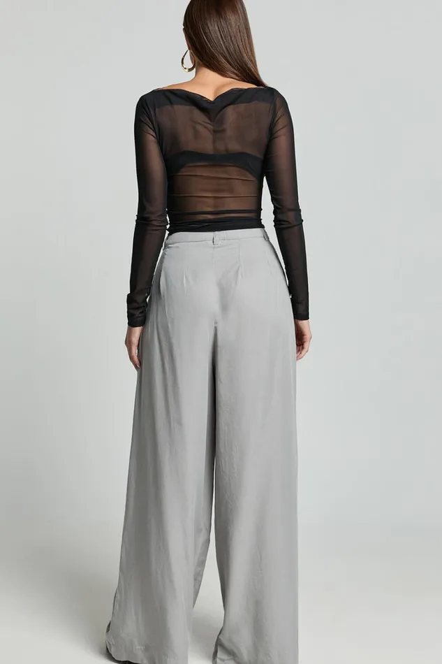 Clarke Pants 8211 High Waist Wide Leg Pants In Grey Women Showpo Conscious
