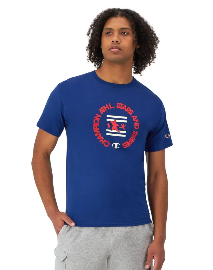 Classic Graphic TShirt Champion Athletic Stars and Stripes Jewel Sapphire Men Champion TShirts and Tops Classic Graphic TShirt Champion Athletic Stars and Stripes Jewel Sapphire Men Champion TShirts and Tops