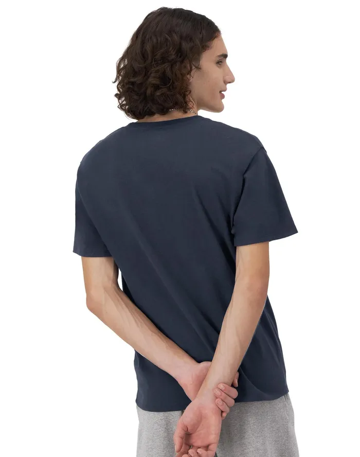 Classic Graphic TShirt Script Logo Navy Men Champion TShirts and Tops