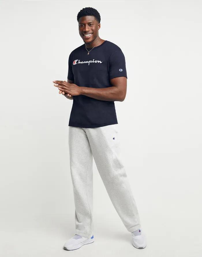Classic Graphic TShirt Script Logo Navy Men Champion TShirts and Tops