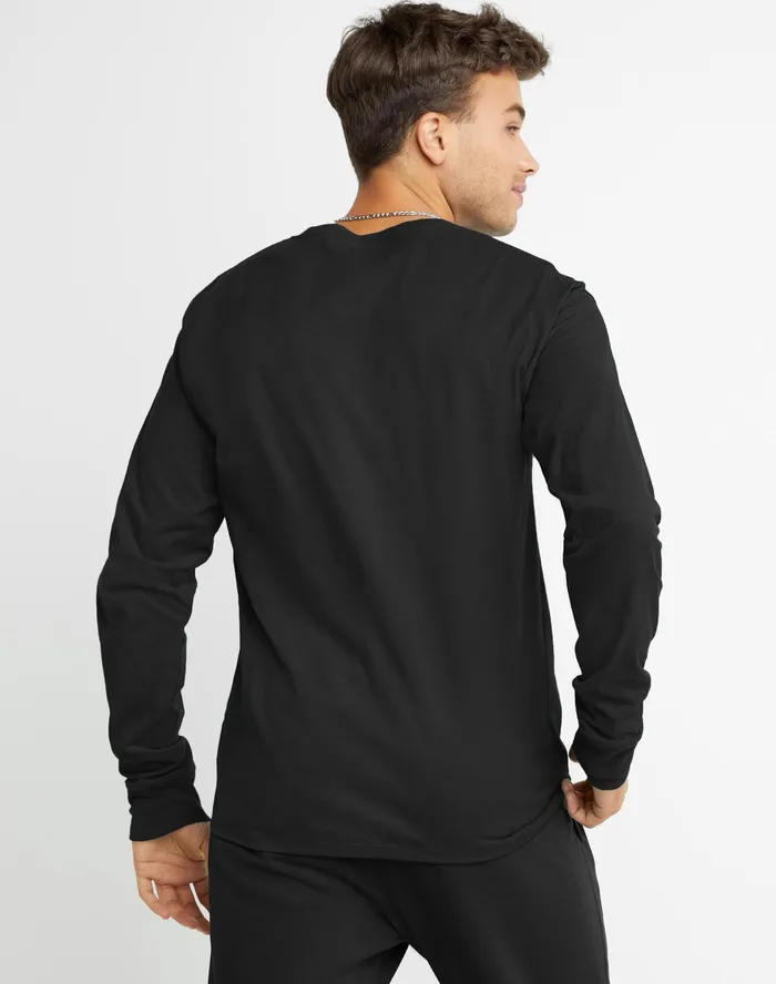 Classic Long Sleeve TShirt Embroidered C Logo Black Men Champion TShirts and Tops