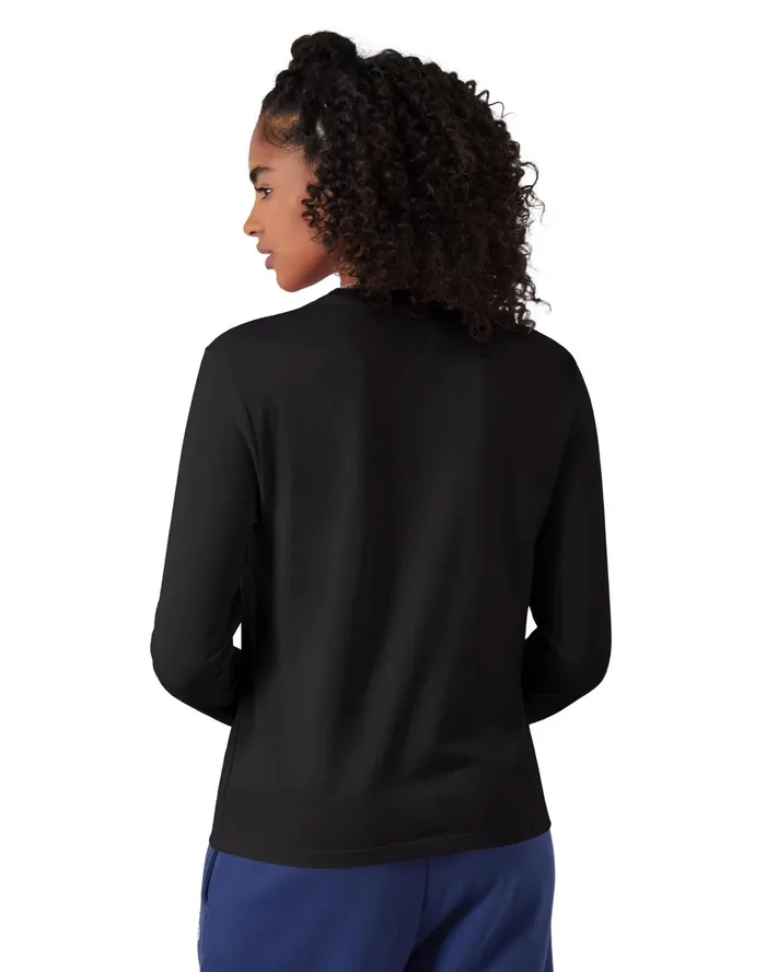 Classic LongSleeve TShirt Script Logo Black Women Champion TShirts and Tops