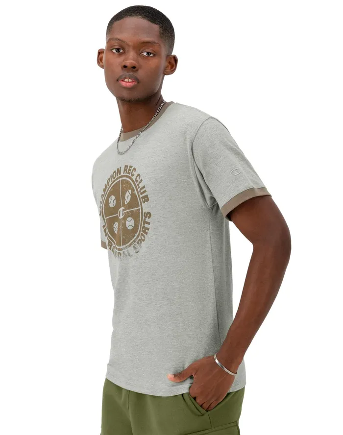 Classic Ringer Graphic TShirt Rec Club Intramural Oxford Grey Men Champion TShirts and Tops