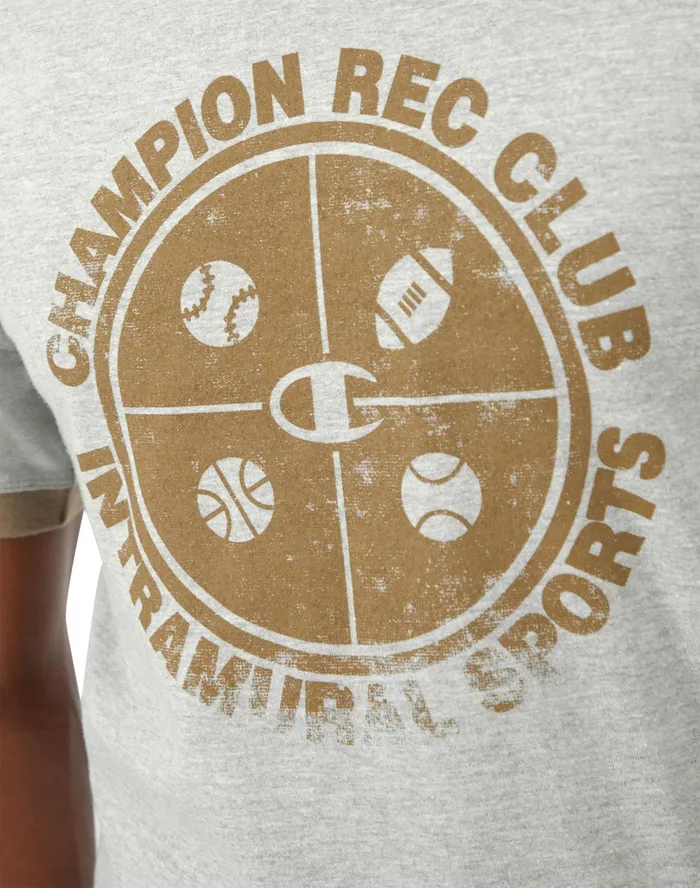 Classic Ringer Graphic TShirt Rec Club Intramural Oxford Grey Men Champion TShirts and Tops