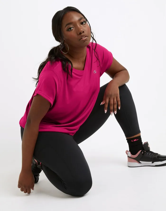 Classic Sports TShirt C Logo Plus Size Fantastic Fuchsia Women Champion TShirts and Tops