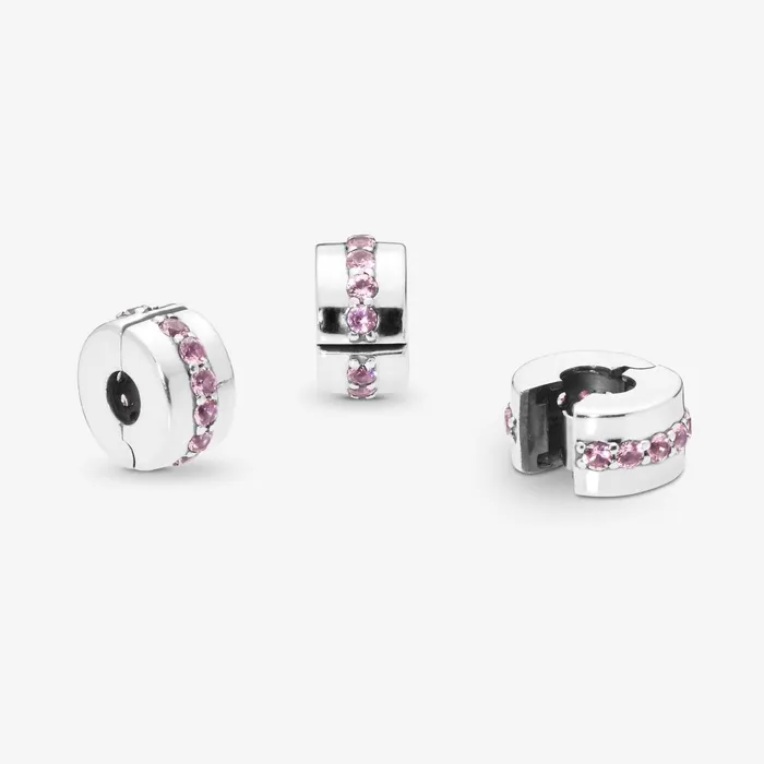 Clips Women Pandora Pink Sparkling Row Clip Charm Pink