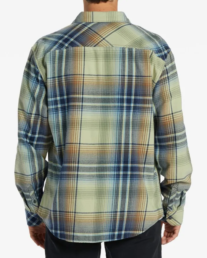 Coastline Flannel Long Sleeve Shirt Light Sage Men Billabong Shirts