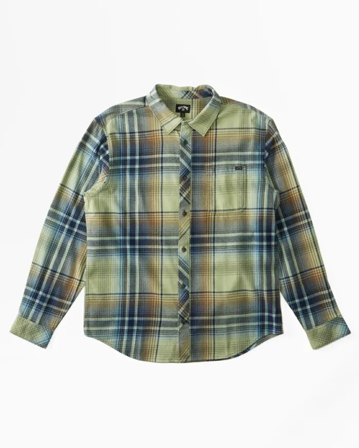 Coastline Flannel Long Sleeve Shirt Light Sage Men Billabong Shirts