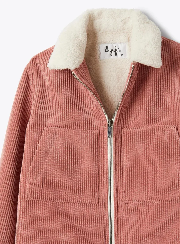 Coats And Jackets Girl 216Boy 216 Il Gufo Velvet And Curly Fleece Jacket