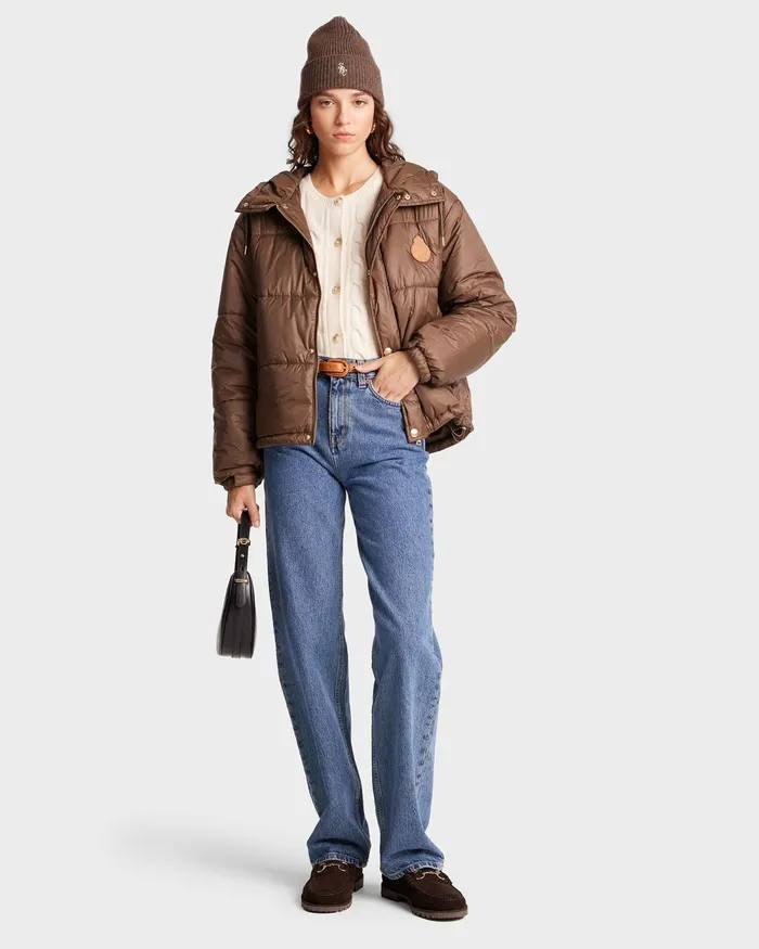 Coats Women Sporty and Rich Crown Puffer Jacket 8211 Chocolate