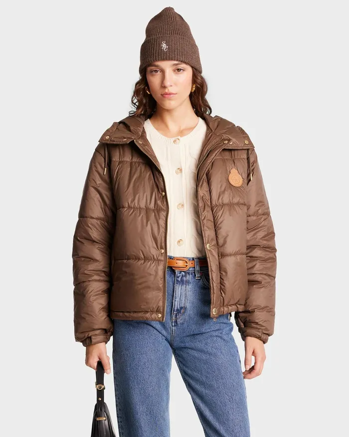 Coats Women Sporty and Rich Crown Puffer Jacket 8211 Chocolate