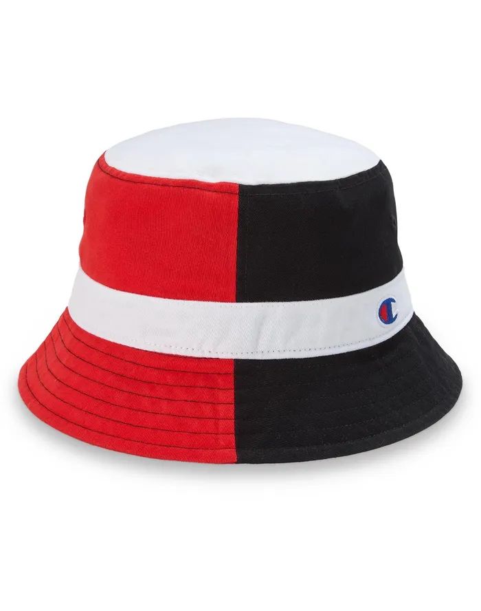 Colorblock Bucket Hat Whitescarletblack Men Champion Hats and Belts
