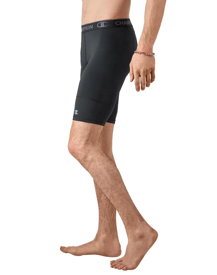 Compression Shorts With Total Support Pouch C Logo 9034 Black Men Champion Baselayer
