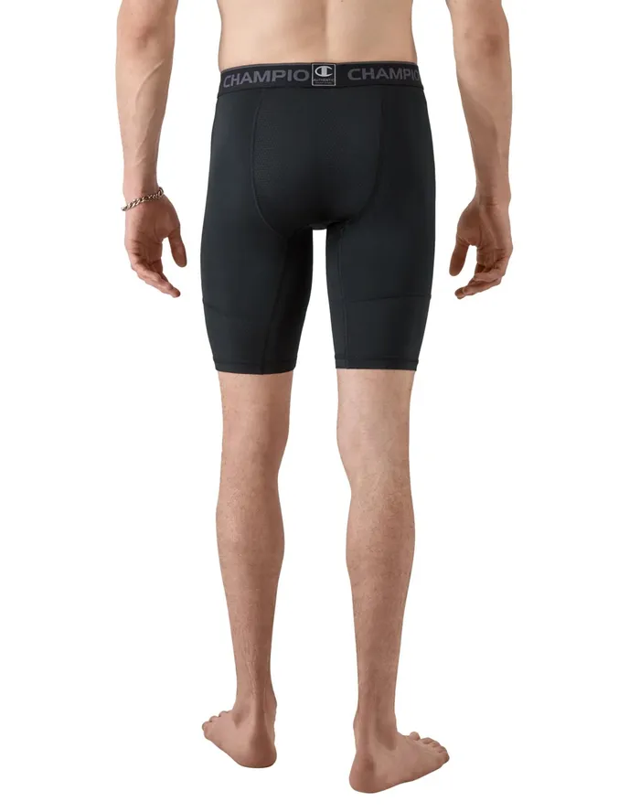 Compression Shorts With Total Support Pouch C Logo 9034 Black Men Champion Baselayer