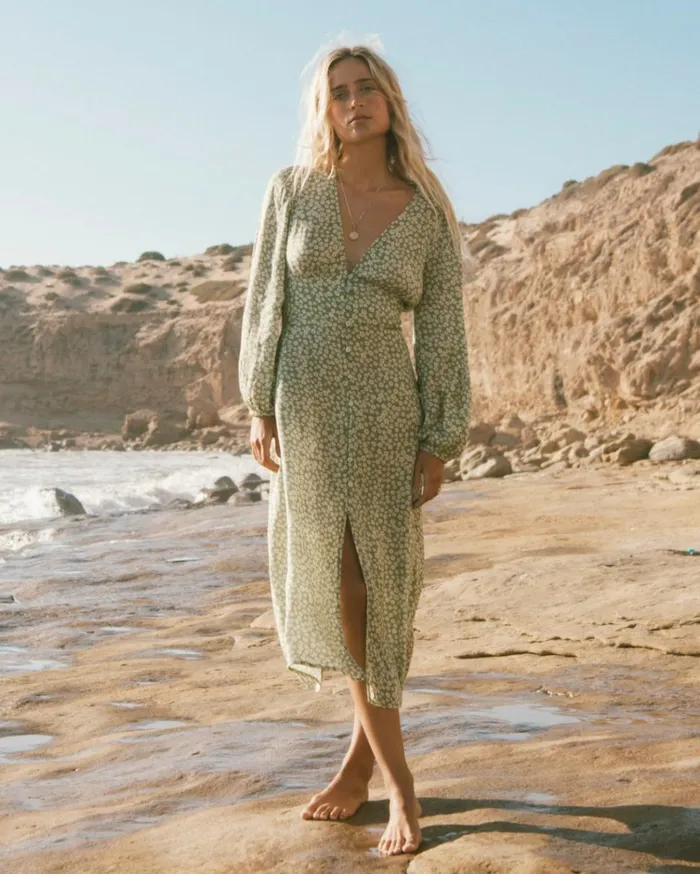 Cool Nights Midi Dress Green Eyes Women Billabong Midi Dresses