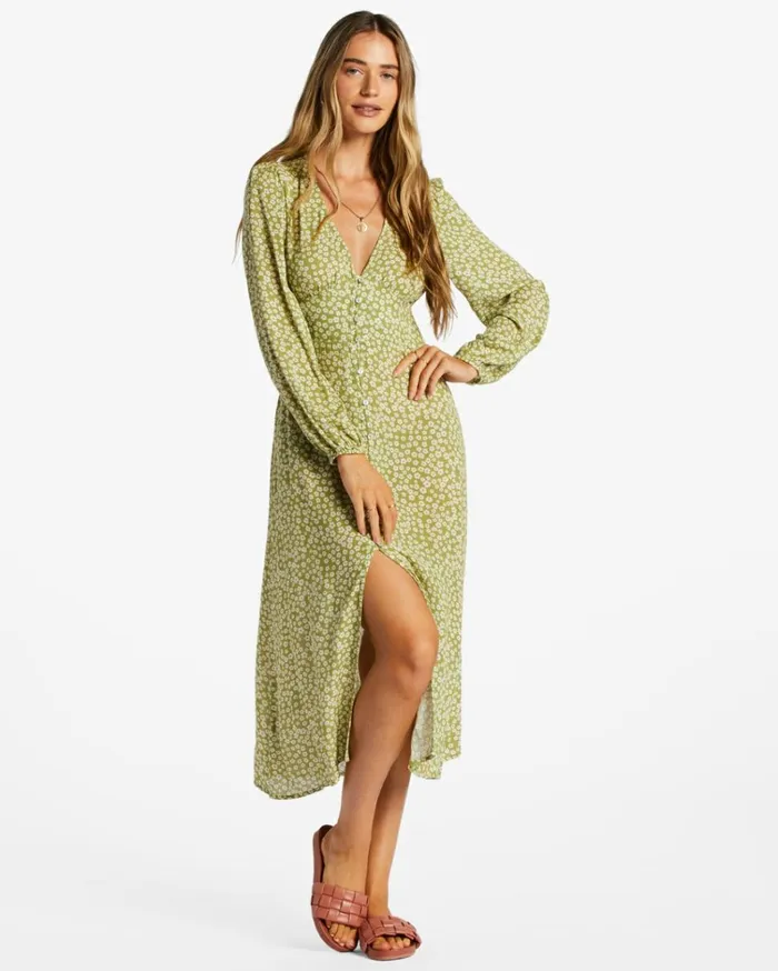 Cool Nights Midi Dress Green Eyes Women Billabong Midi Dresses