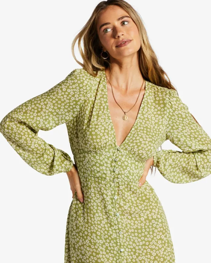 Cool Nights Midi Dress Green Eyes Women Billabong Midi Dresses