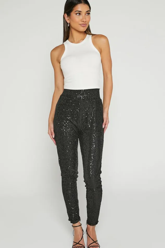 Corey Pants 8211 Sequin Leggings In Black Women Showpo Pants