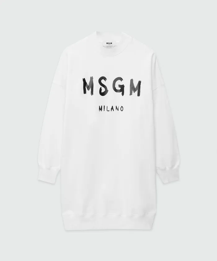 Cotton Dress With Brushed Logo Women MSGM Dresses