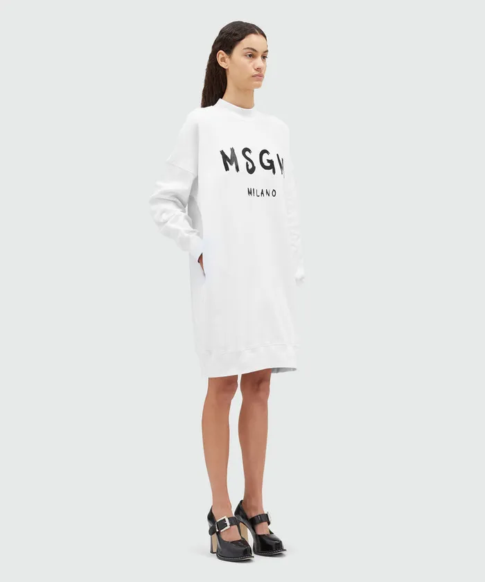 Cotton Dress With Brushed Logo Women MSGM Dresses