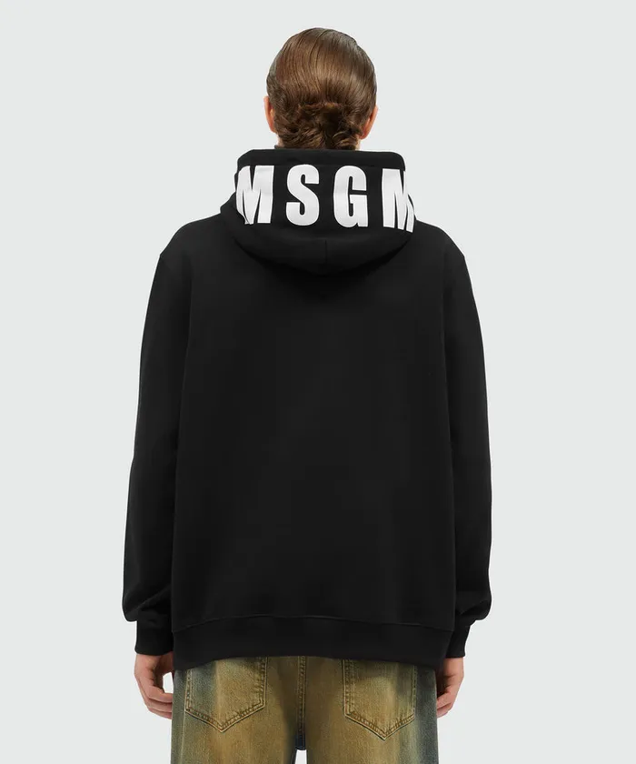 Cotton Sweatshirt With A Maxi Logo On The Hood Men MSGM Hoodies And Sweatshirts