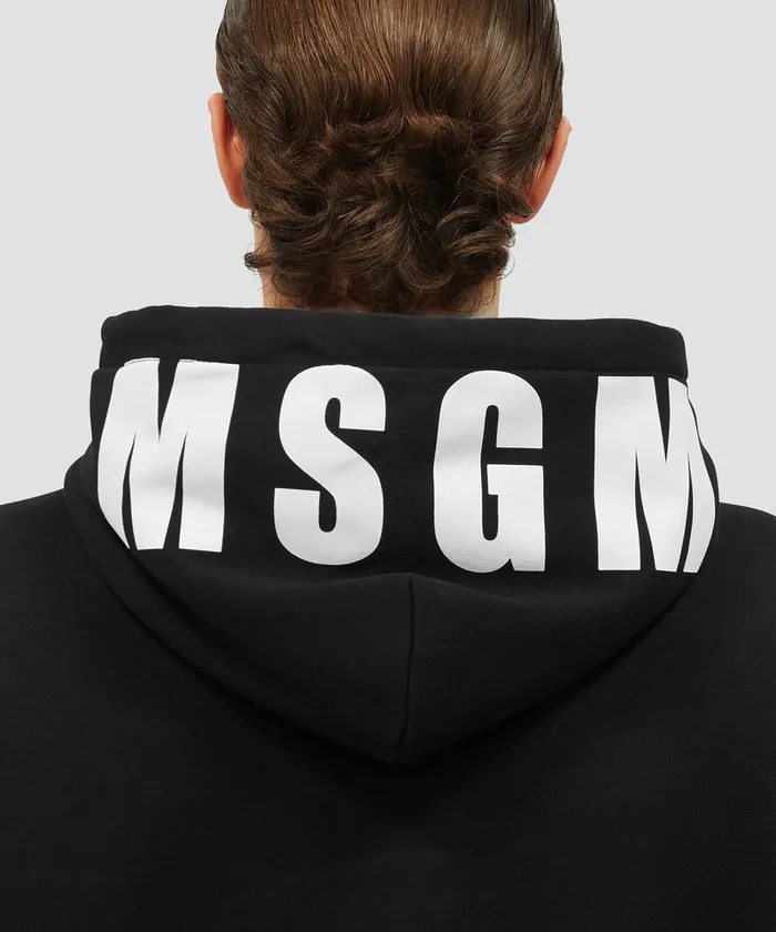 Cotton Sweatshirt With A Maxi Logo On The Hood Men MSGM Hoodies And Sweatshirts