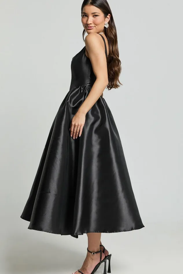 Courtney Midi Dress 8211 Corset Panel Low Back Dress In Black Women Showpo Curve Clothes