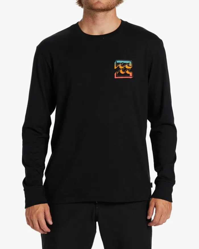 Crayon Wave Long Sleeve TShirt Black Men Billabong TShirts