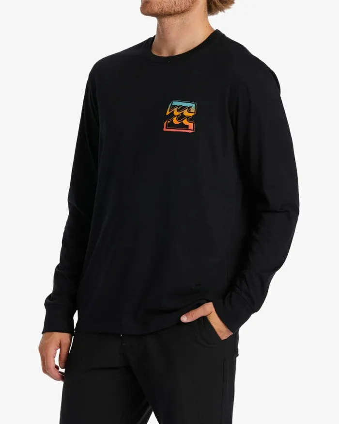 Crayon Wave Long Sleeve TShirt Black Men Billabong TShirts