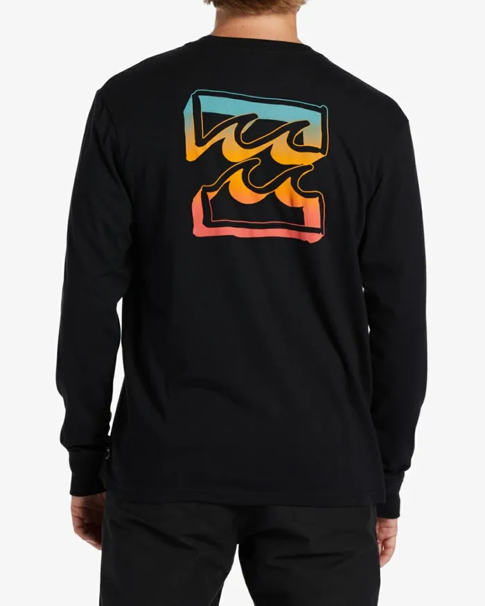 Crayon Wave Long Sleeve TShirt Black Men Billabong TShirts