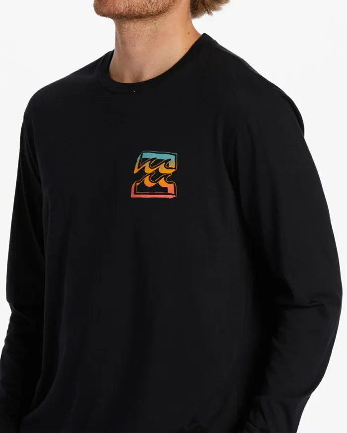 Crayon Wave Long Sleeve TShirt Black Men Billabong TShirts